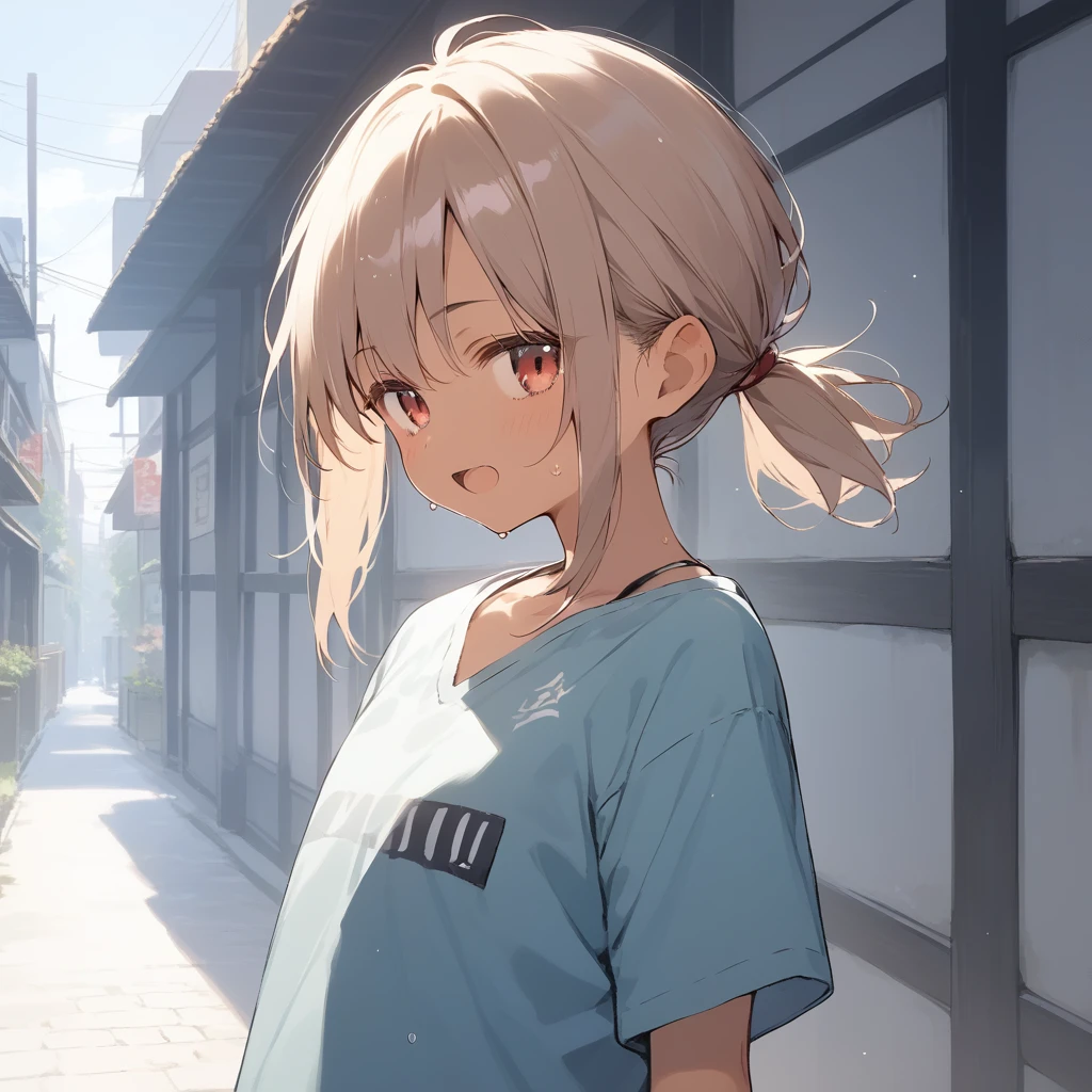 score_9, score_8_up, score_7_up, source_anime, best quality, masterpiece, official art, absurdres, highres, ultra-detailed,waifu2x,Collection: Slice of Life,break,1girl, tomboy, dark-skinned female, short hair, low ponytail, flat chest, beautiful detailed eyes, short shorts, sweat, open mouth, (yawn:0.3), sleepily, outdoors, wind, break,(clear line illustration:1.2),very high resolution, very aesthetic, super detailed skin, Best sexual lighting powered by famous artist, 8k,cute picture,beauty illustration,photoshop_(medium),,(Detailed Lighting),best anime 8k konachan wallpaper, pixiv contest winner,