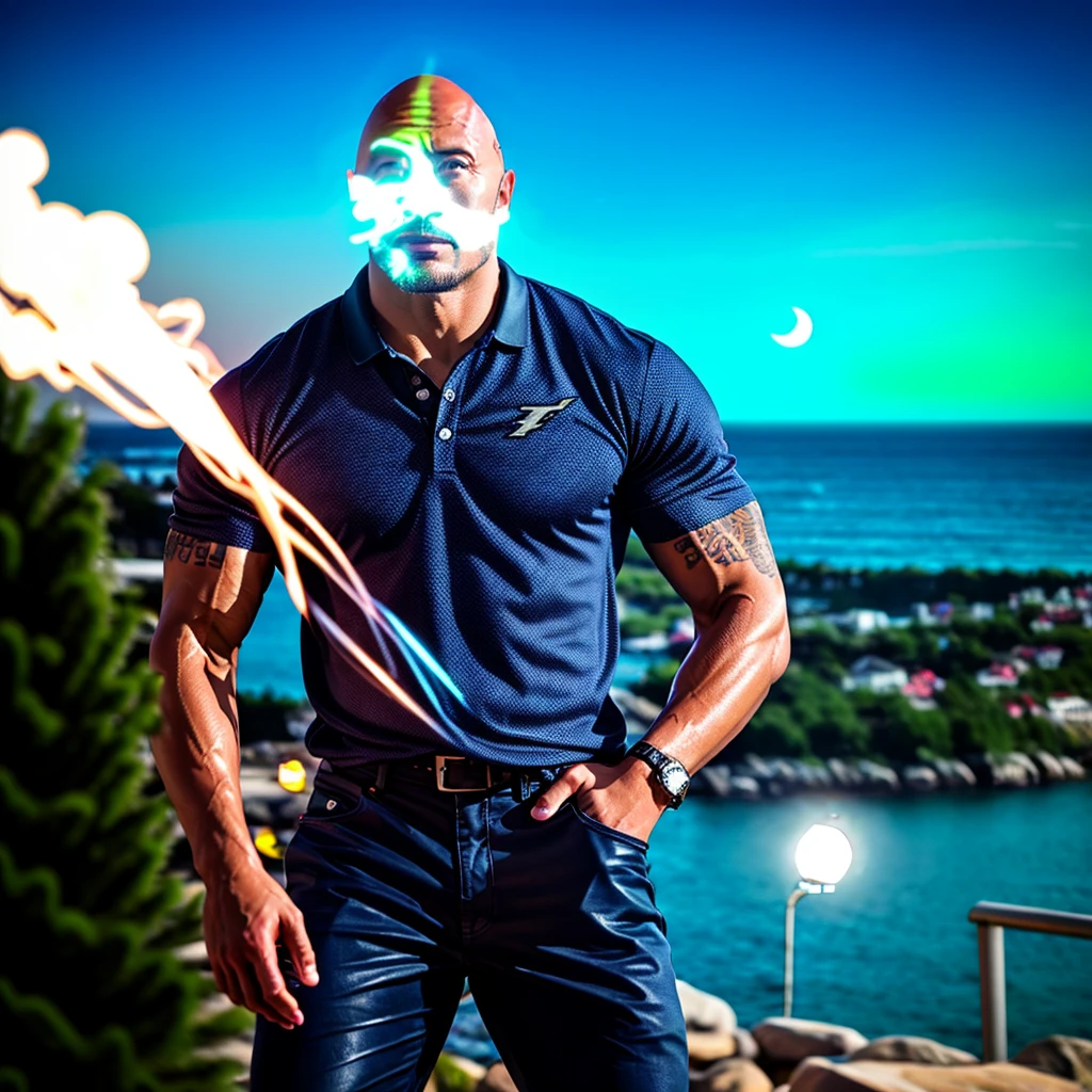 Dwayne Johnson photo of th3r0ck a strong man with muscular arms and a chiseled physique, naturalistic background, vibrant colors, professional lighting, photorealistic rendering, high-resolution image, detailed facial features, intense gaze. symmetrical meticulously intricate ultra_high-details luminescence volumetric lightning contrast ultra_high-resolution ultra professional Photorealistic ultra_high_quality ultra_sharp-focus accurate max perfection reflex extreme improved Octane-rendered opengl-shaders glsl-shader XT3 DSLR UnrealEngine5 romm rgb pbr vivid sundrop color-coded shading volumetric Lightning contrast vivid backlight cinematic moonlight, Saturate, reflection, --v 6 --s 1000 --c 20 --q 5