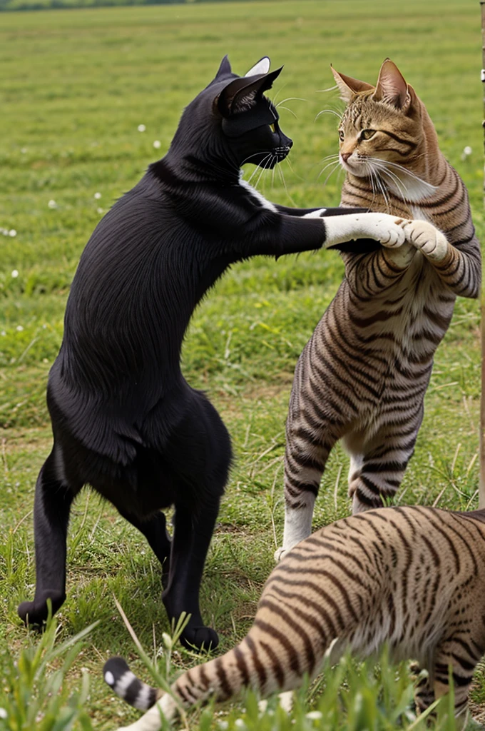 Cat Fighting In Field