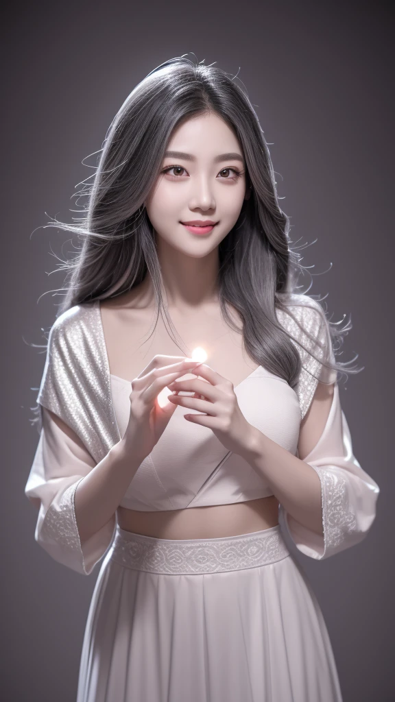 Masterpiece best night full moon 1 female sister rain sister smile expression silver white long hair woman light pink lips calm intellectual three rings gray eyes assassin short knife, Flowers, Card Details, Finger details,Dance for subject 3,panoramic,whole body,