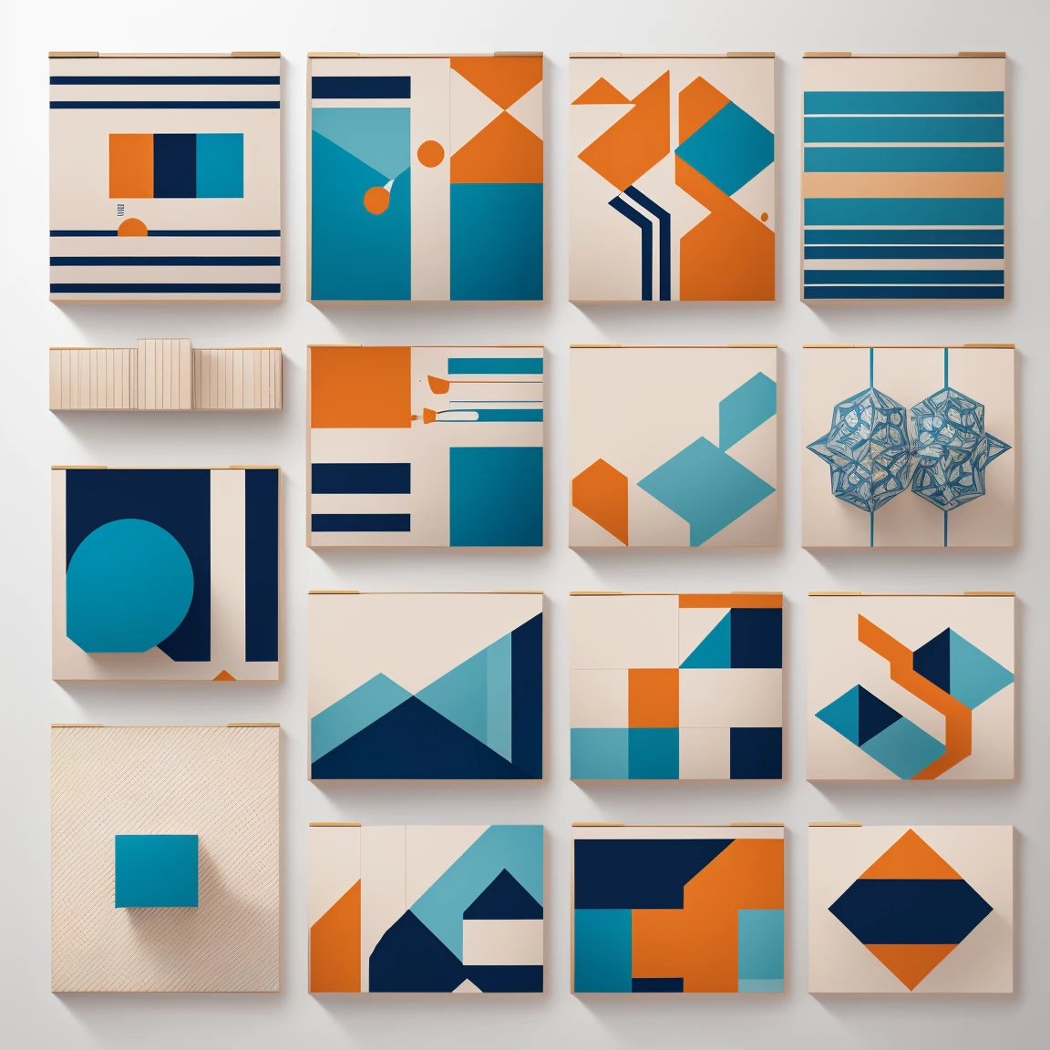 abstract shapes patterns, neutral cool colors, poster (posterCubes style:1.3), repeating pattern