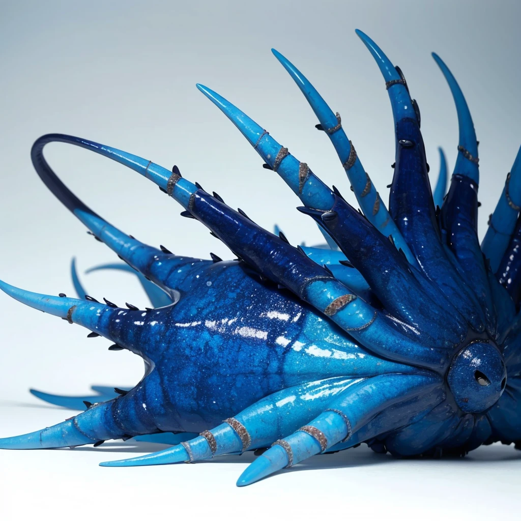 Big Animaly, has white stripes on his skin, blue eyes, starfish mixed with blue dragon, Grassroots, no background