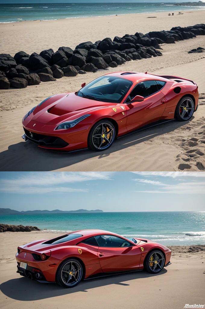 Create a Ferrari Italia on the beach