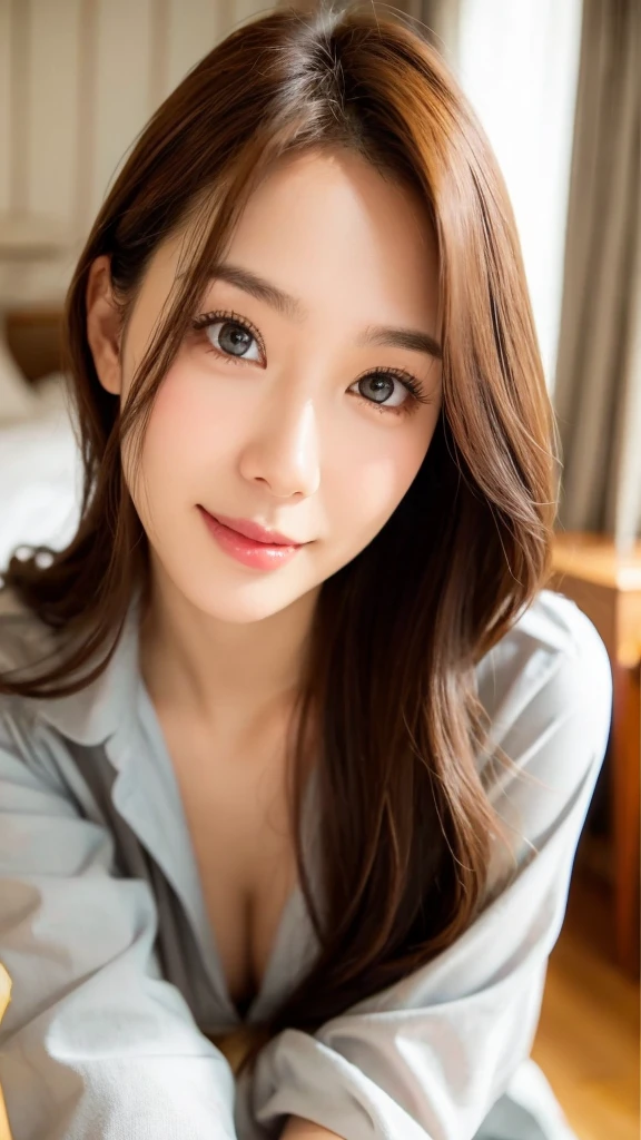 Realistic skin texture、woman、sexy、smile
