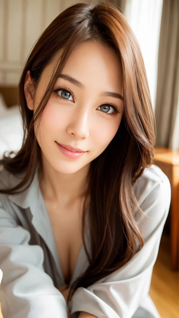 Realistic skin texture、woman、sexy、smile