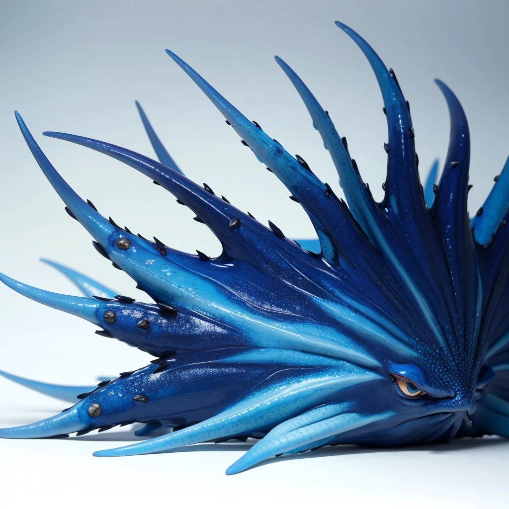 Big Animaly, has white stripes on his skin, blue eyes, starfish mixed with blue dragon, Grassroots, no background
