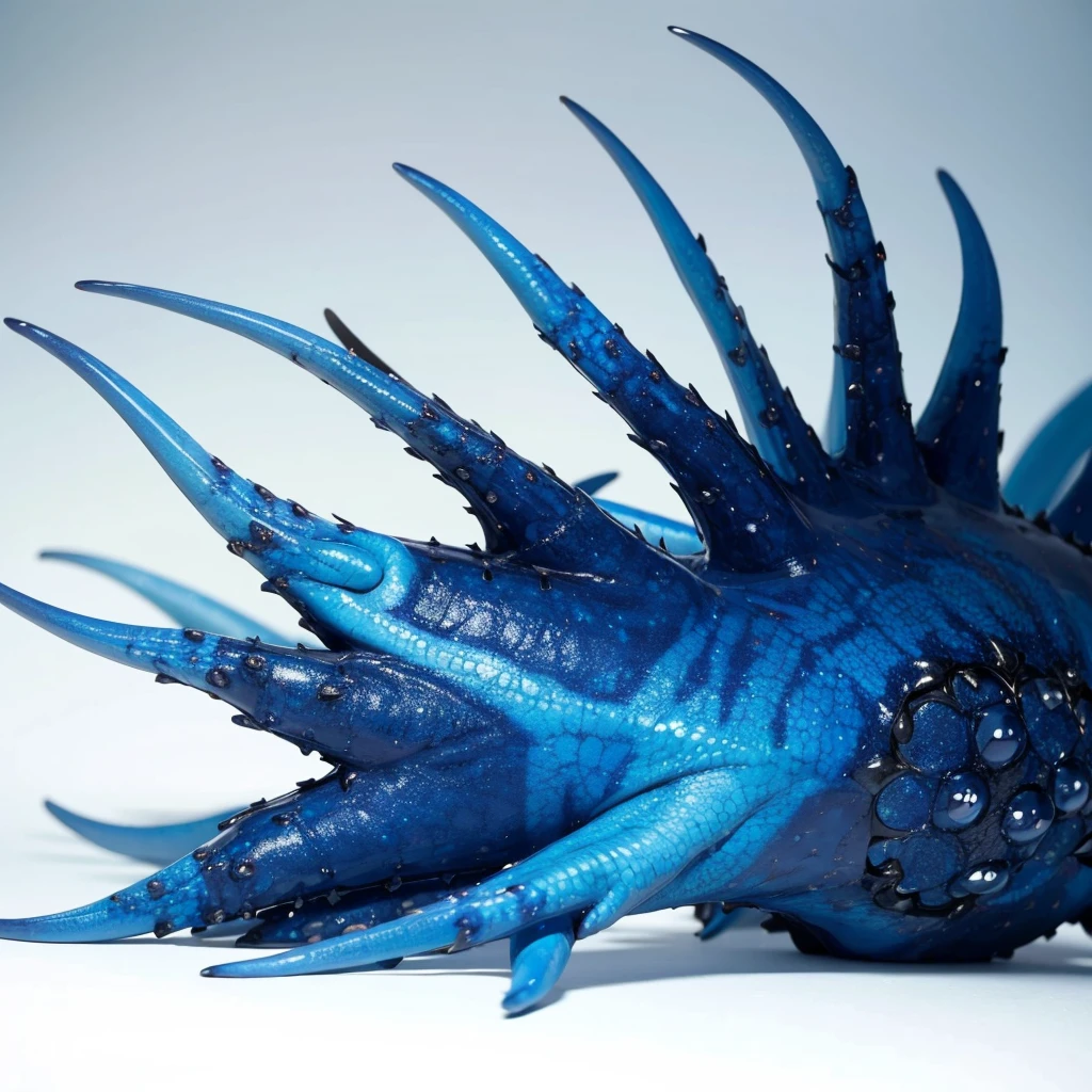 Big Animaly, has white stripes on his skin, blue eyes, starfish mixed with blue dragon, Grassroots, no background