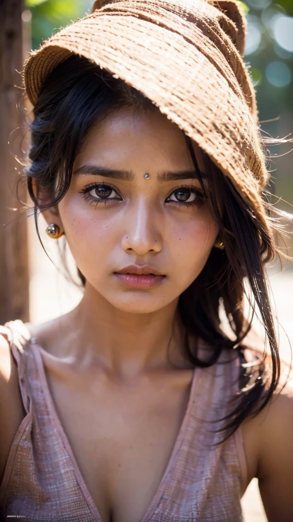 Generate a beautiful, simple,Indian(bengali) indegenous looking girl in rural area