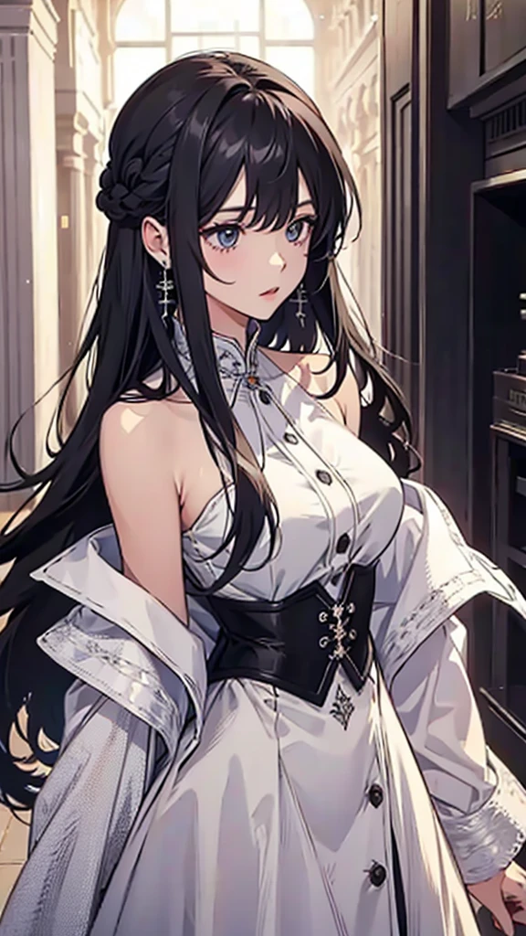 Adult women、Long Hair、Elegant dress、Bolero