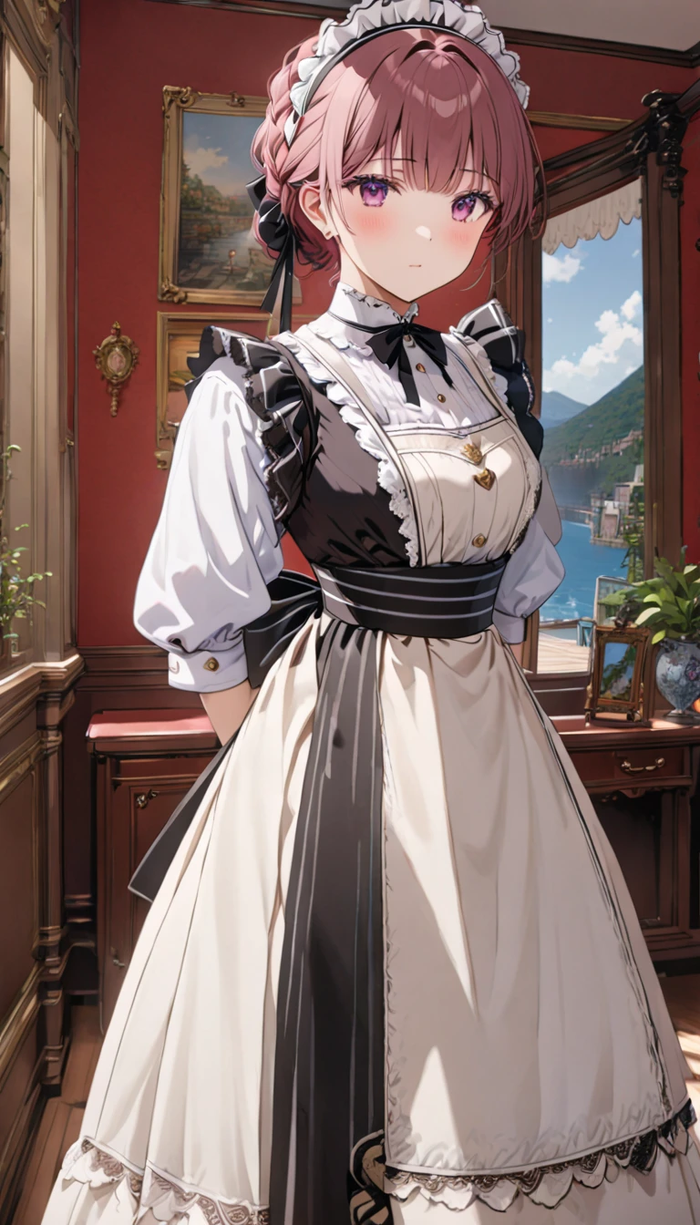 2Women\(Victorian Maid,Black long dress,whole body\), break ,background\(internal,Victorian Room,wonderful\), break ,quality\(8K,非常に精細なCGユニットのwallpaper, masterpiece,High resolution,top-quality,top-quality real texture skin,Surreal,Increase the resolution,RAW Photos,最高quality,Very detailed,wallpaper,Cinema Lighting,Ray-tracing,Golden Ratio\),(landscape)