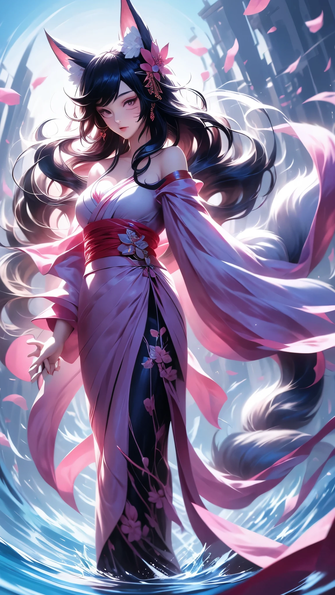 Sure! Here's the prompt in English:
"A beautiful Japanese goddess wearing a kimono, with long black hair. Wallpaper size."
Let me know if you need any adjustments!