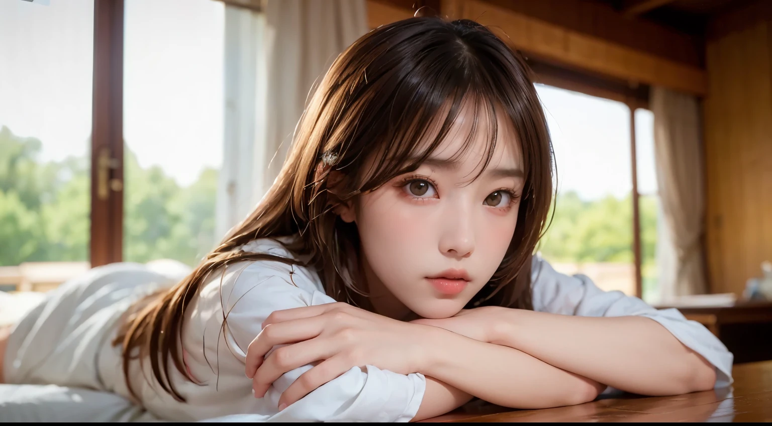 best quality, face focus, soft light, Super high resolution, (realistic:1.4), raw photo,
1 Japanese girl, alone, cute, (student, light in the eyes), detailed beautiful face, (),(High resolution detail of human skin texture),
(long hair),
inside,
damask shirt dress,
(portrait)
