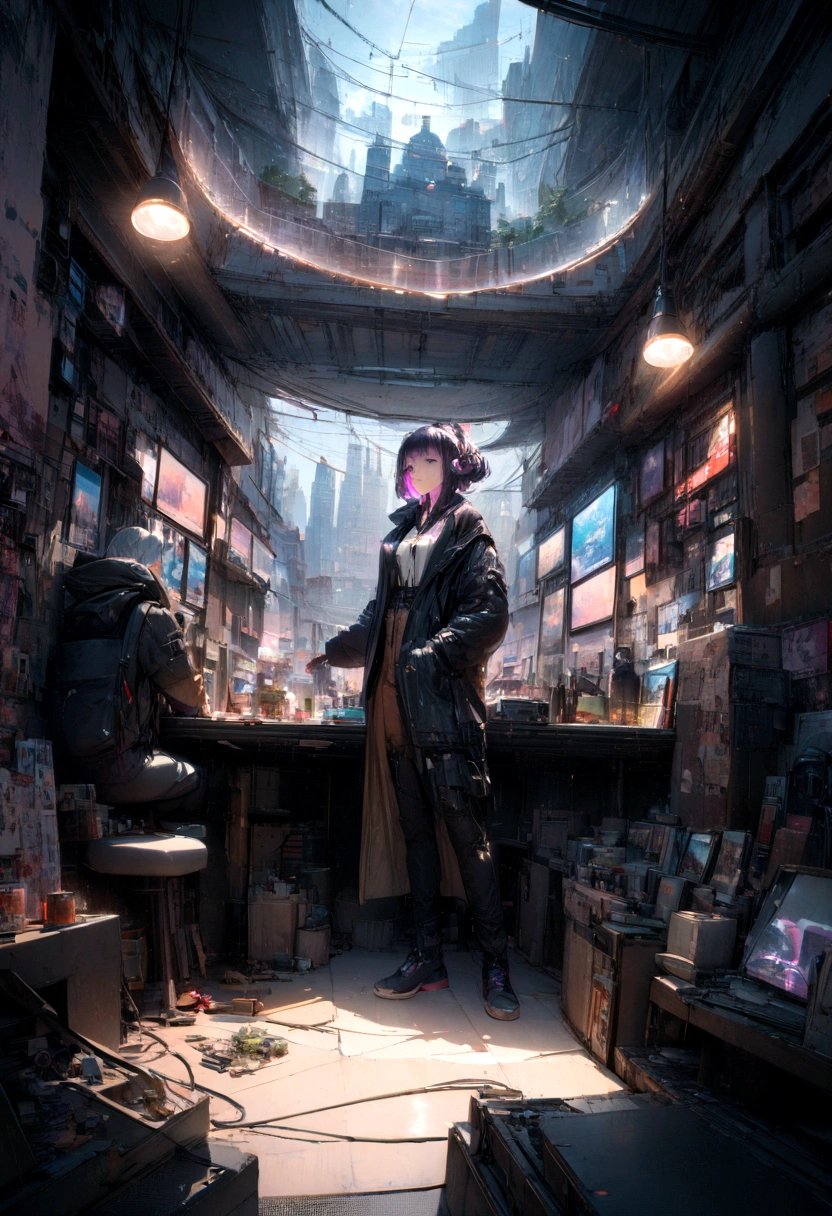 People live, Future City Street , Bright lighting, Spirited, Very crowded, Populous, Color Scheme, Art Station, Create ultra-realistic renderings of aircraft,cyber punk. Street cables densely cover the areas between buildings. Lighting scene lights on, quality\(8K,非常に精細なCGユニットのwallpaper, masterpiece,High resolution,top-quality,top-quality real texture skin,Surreal,Increase the resolution,RAW Photos,最高quality,Very detailed,wallpaper,Cinema Lighting,Ray-tracing,Golden Ratio\),(Long Shot),landscape,