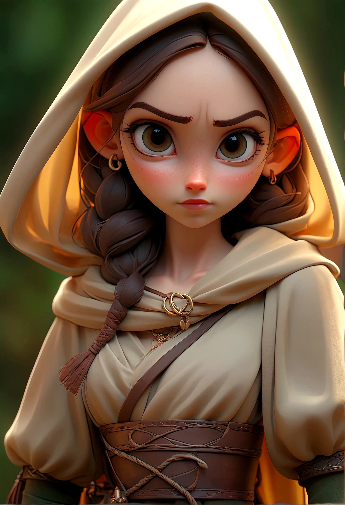 sakimichan style, Wlop style, portrait, Delicate face, Beautiful woman, Full lips, Opaque veil, Medieval veil, Head Rail, 12th century, Heterochromia of the Eyes, iridescent eyes, Medieval clothing, Briot, Lord of the Rings dress, Nearly perfect, Beautiful anime style, People Panorama, 干净Delicate face, Glowing Shadows, Beautiful gradient, Depth of Field, Clean Graphics, high quality, High Detail, HD, Luminous Studio graphics engine