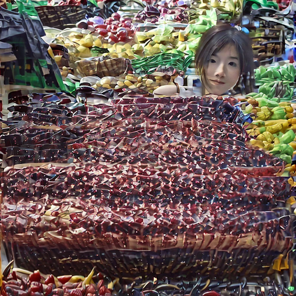A beautiful girl ,full body naked,big breast 1.2,big buut1,in the middle of the market 
