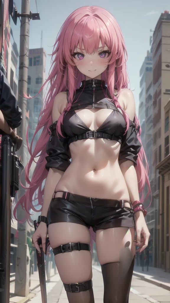 pink hair,middle chest,standing,ahegao,