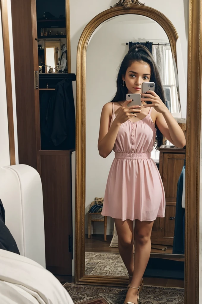 A girl taking mirror selfie