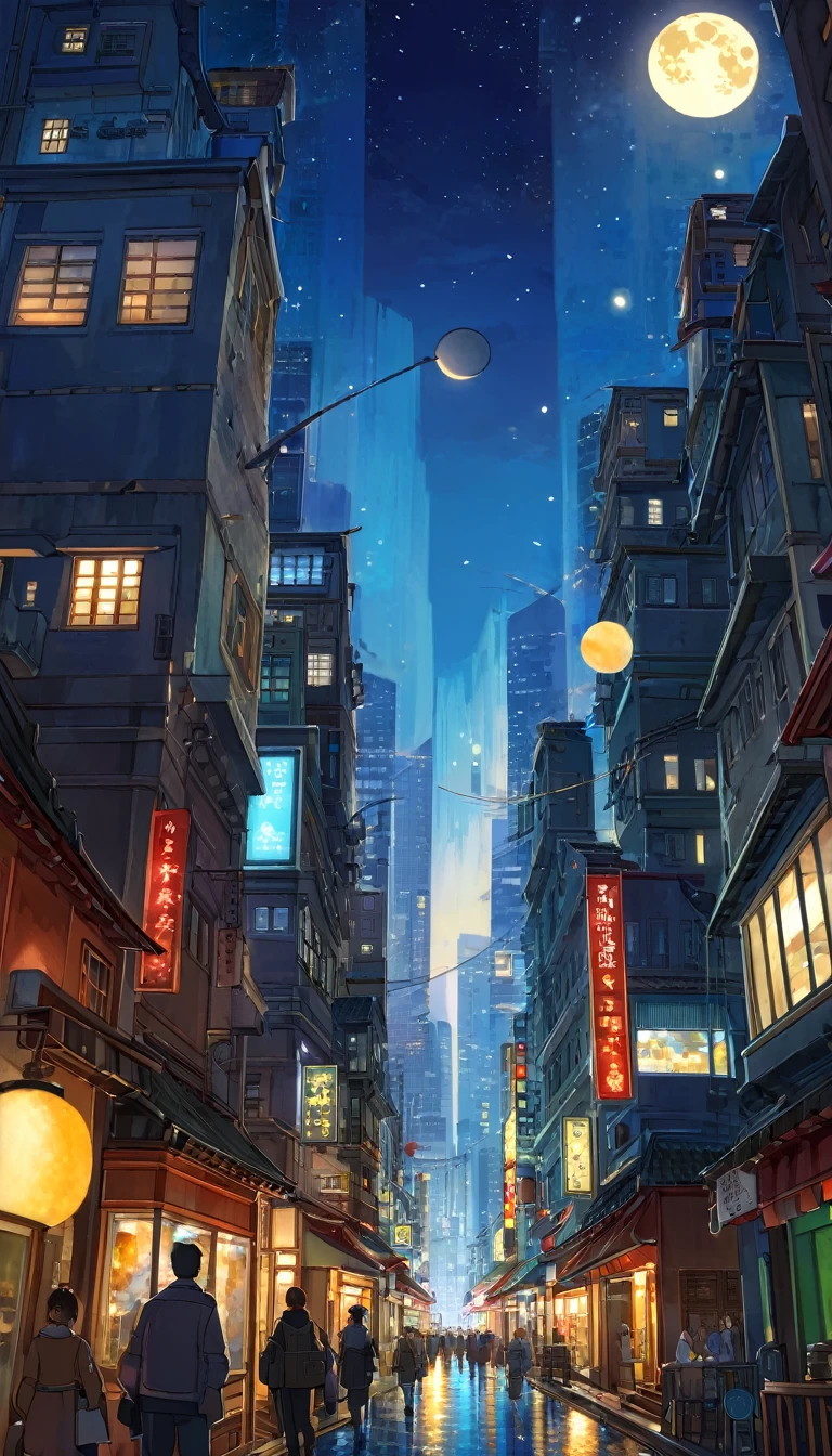 Great Future Moon City 1.5, night (Inspired by the art of Katsuhiro Otomo). painting)