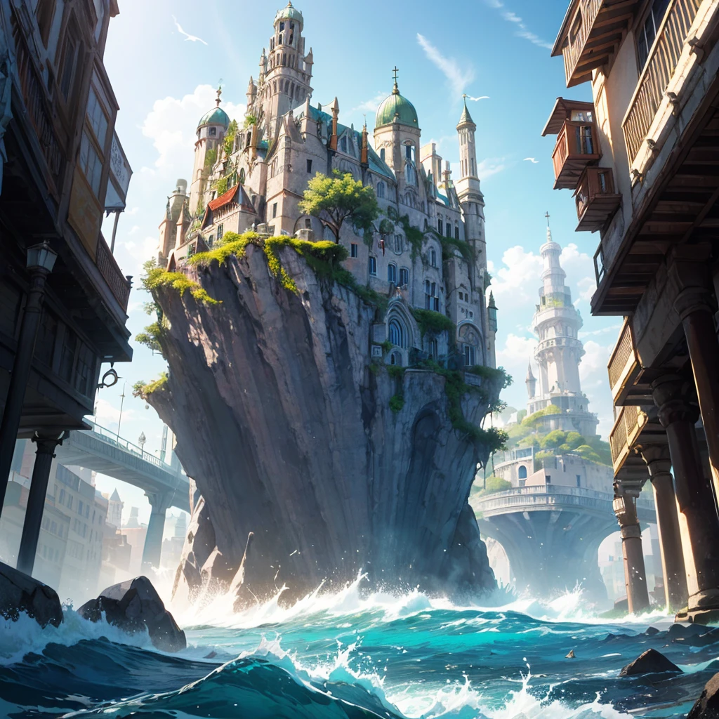 atlantean,Rise slowly from the sea,Extremely gorgeous,A shocking scene,A magnificent city,Extremely complex urban fabric,Ancient city-state,Golden Age legacy