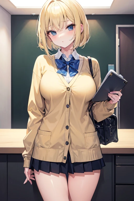 masterpiece blonde Bob high school girl small Big Breasts cardigan whole body Gal Detective thin Very cautious