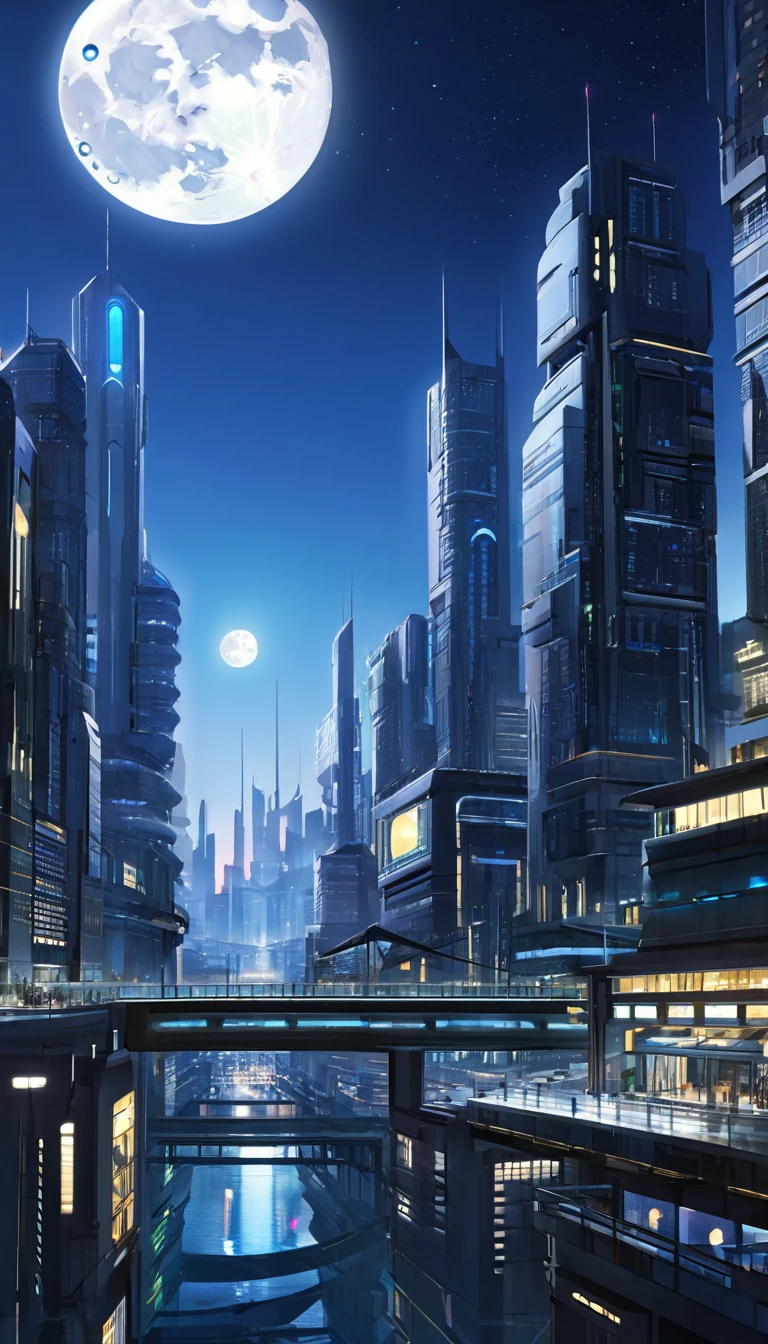 Future city on the moon, 1.5, night