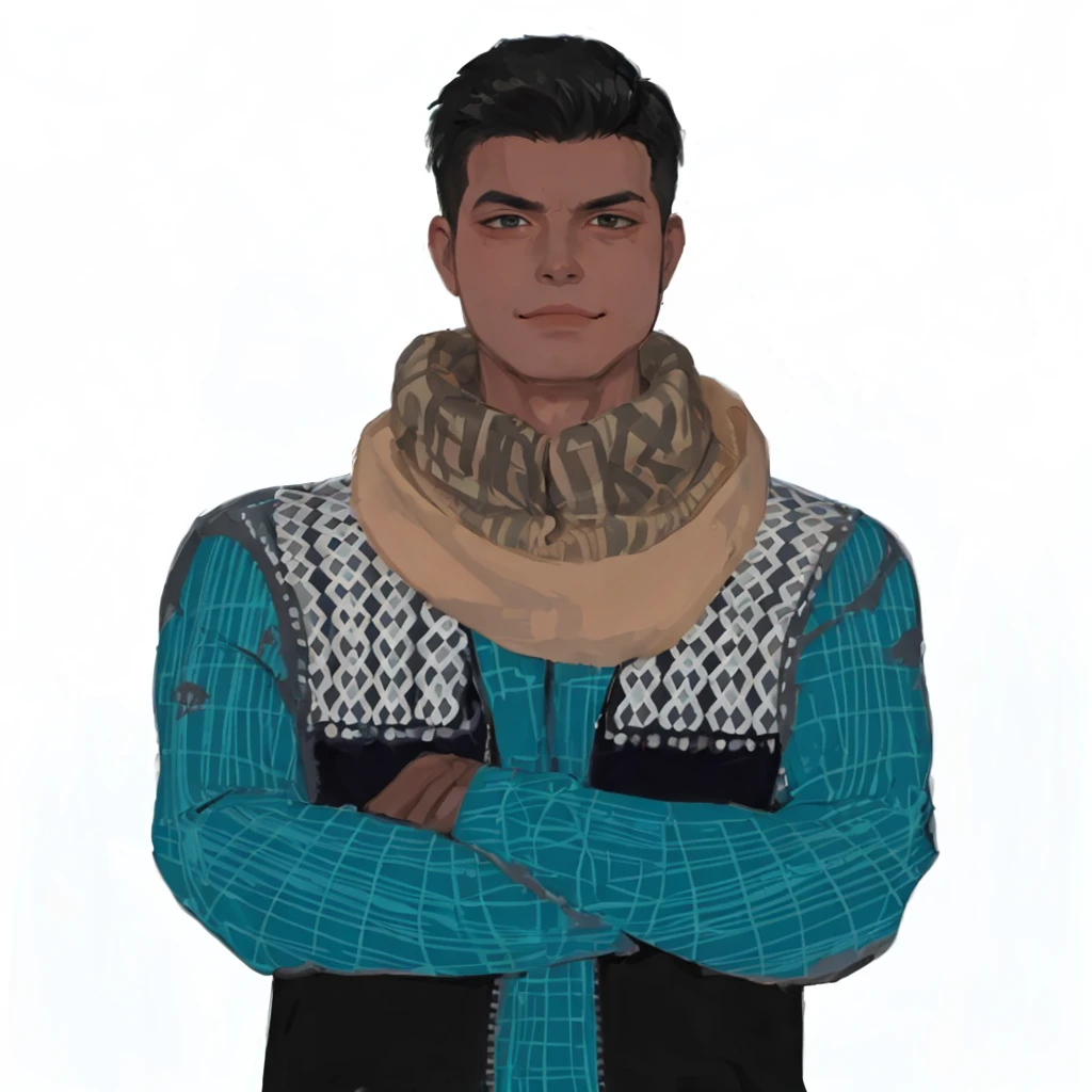 (masterpiece:1.2, best quality), (1men, solo, upper body:1.2),smile face,Hair: buzz cut, Clothing: oversized, distressed denim jacket with patches and pins, paired with black skinny jeans and combat boots, Hanging out in an underground music venue or street art exhibit