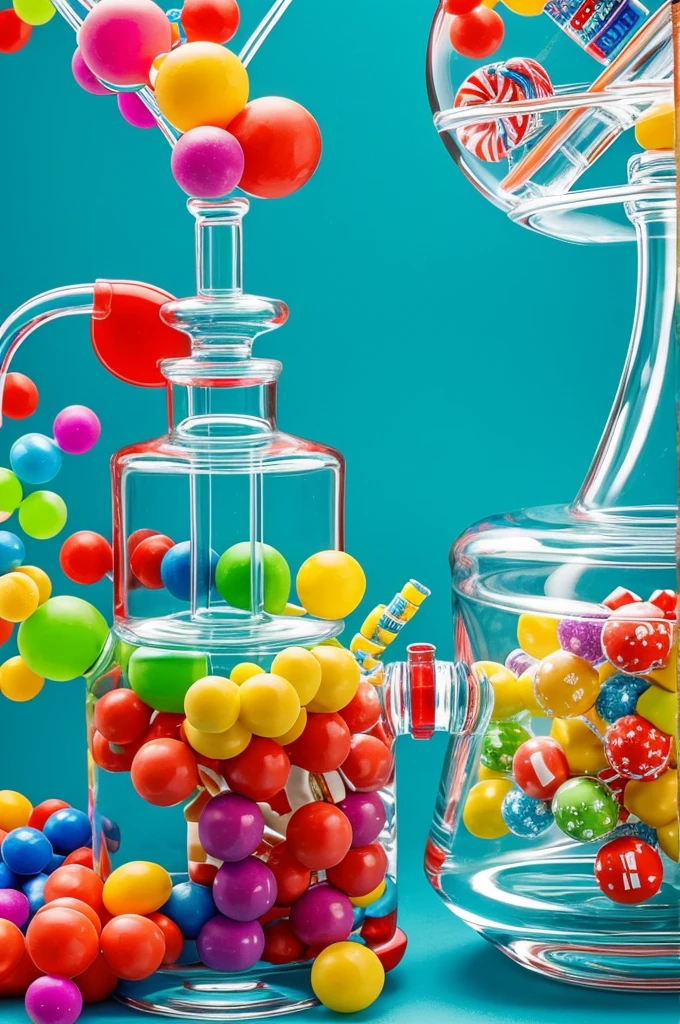Wallpaper with bongs water pipes and candy