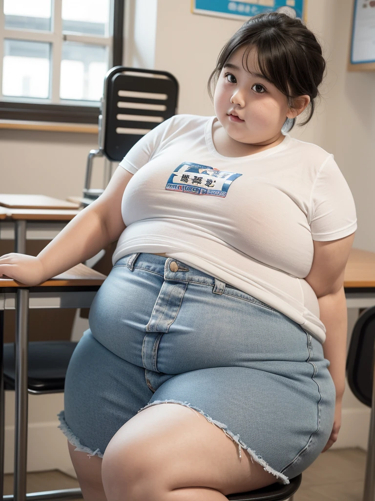 a fat obese ,chubby overweight ,young fat girl in ,cute plump schoolkid,heavy set young girl,thick student,extremely obese young female student,very fat and heavy young girl,stout short haired girl in school,chubbychild in classroom,cute pudgy young student