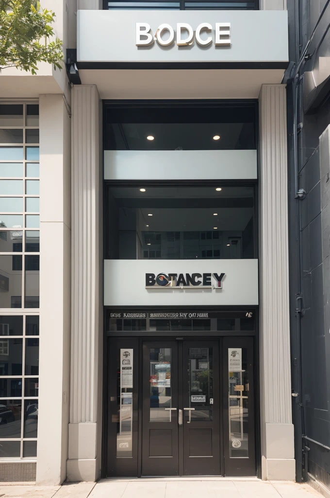 Create a facade of a dance school with the name "body dance"