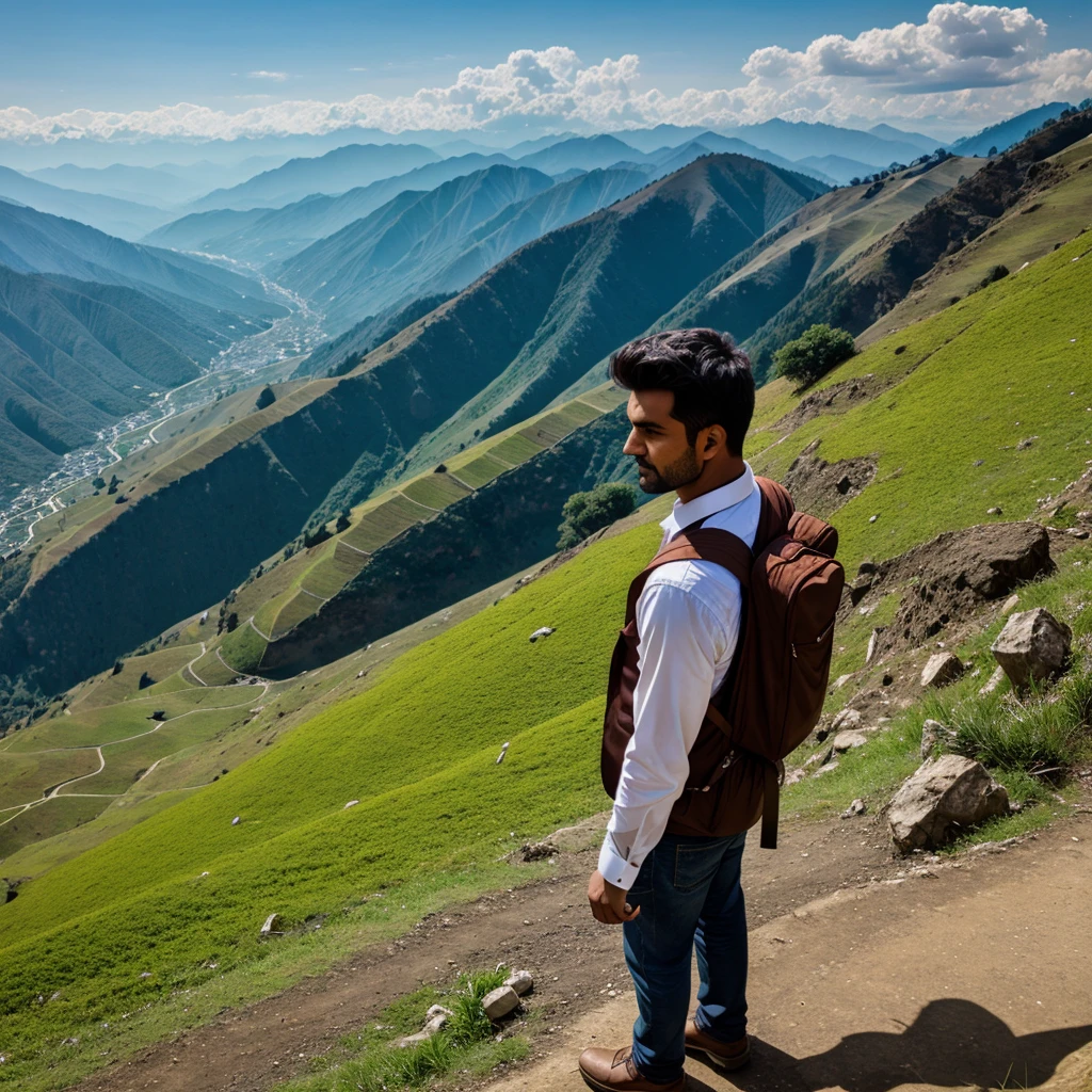 Man on hilly areas photo