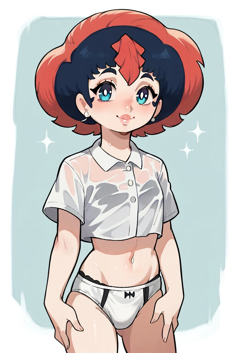 (tezuka osamu style) , neat girl , erotica , Insane Dream , A seductive smile , neat underwear , (focus face) , moist eyes , glossy lips , front view