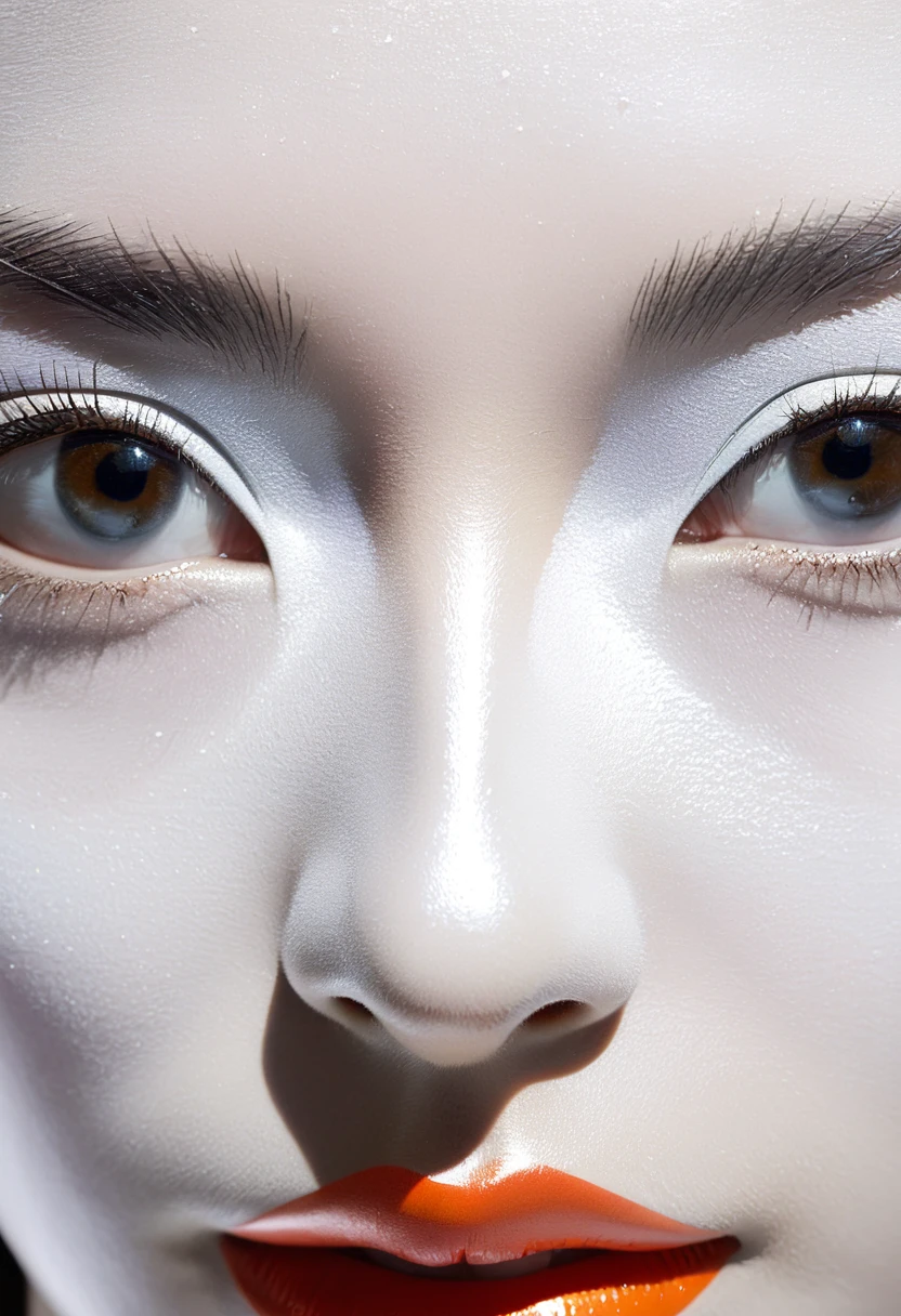 what is summer's color, by Catallia Vasquez painting, shallow silver white, face close up, --s 400, --niji