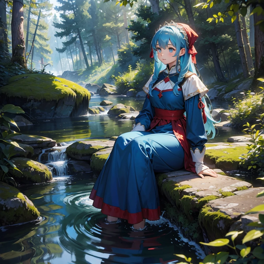 female water dwarf in the forest with medieval dress