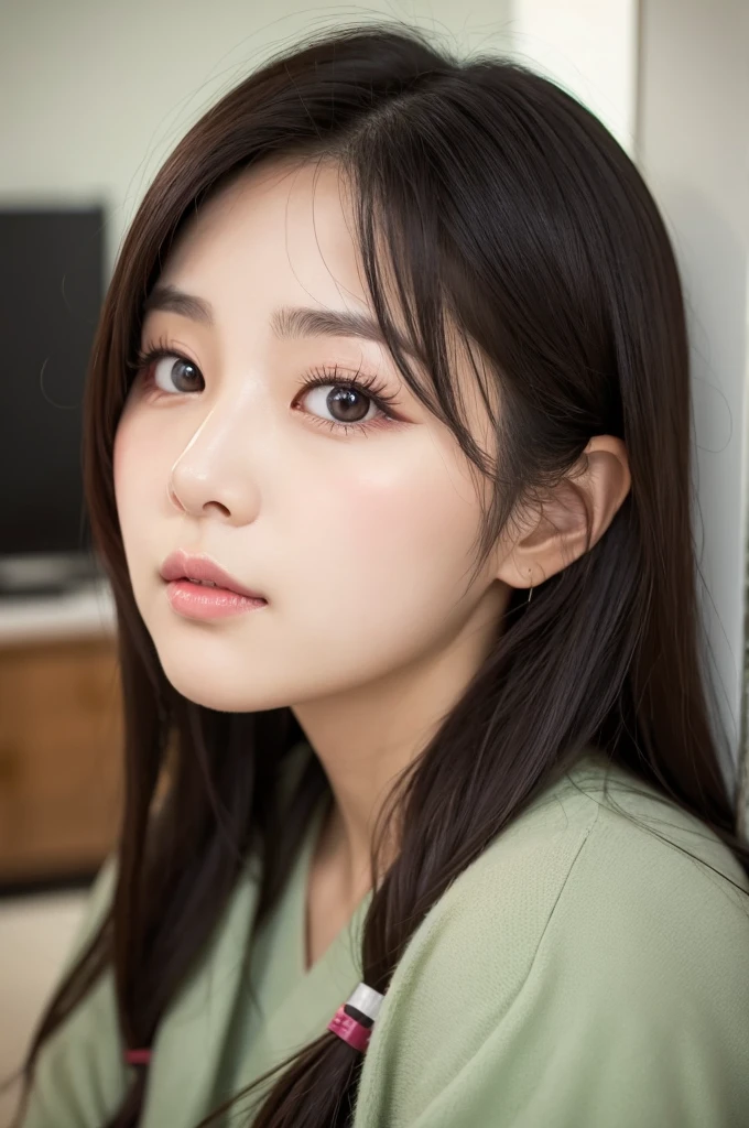 Beautiful woman, Korean style, cute, Japanese, double eyelids, big eyes, forgetful nose, plump lips, short philtrum 