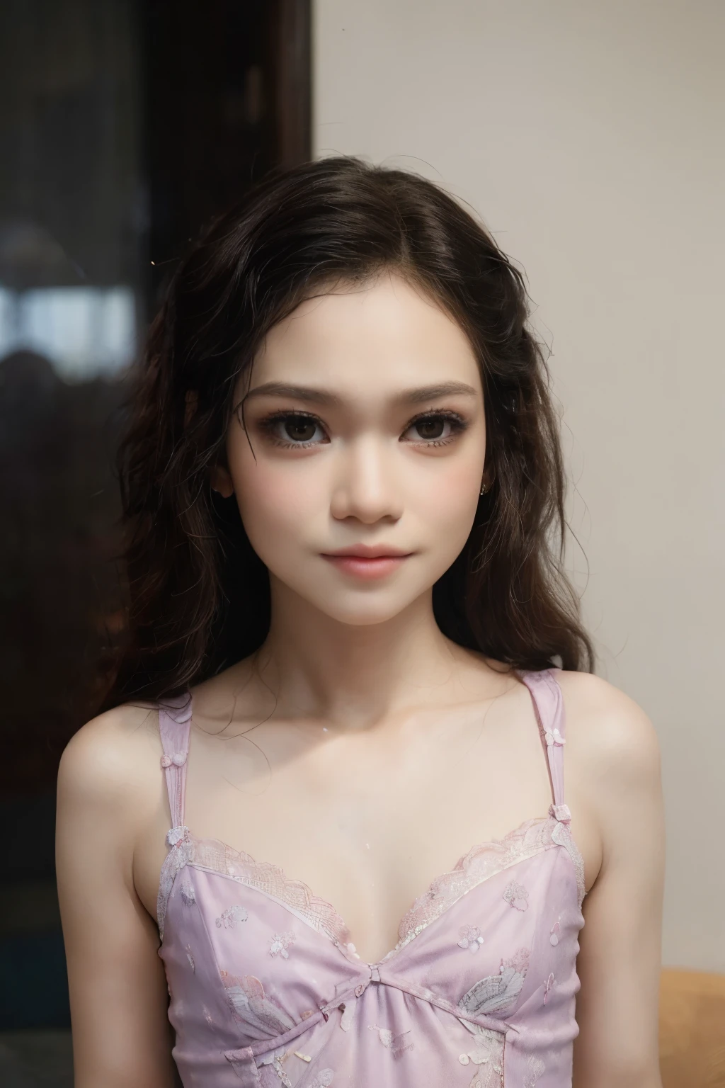 ((LACE)), ((STRADDLING)), (Wearing Swimsuit), (((AFRO STYLE HAIR ))), masutepiece, High quality, UHD 32K, Realistic face, Realistic skin feeling , A Malay Lady, 8 years old, , Very cute and baby-like face, (((FLAT CHEST:1.4))), (MATRIX WORLD), ((look In front at the camera and SADNESS)), ((())), (((CUTE GIRL))), ((BLACK LIPS)), ((WHITE PURPLE)), ((CHUBBY)), (undress).