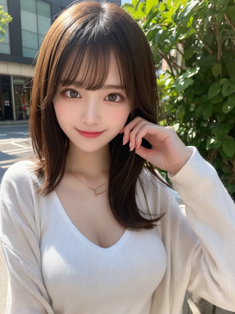 masutepiece, Best Quality, Illustration, Ultra-detailed, finely detail, hight resolution, 8K Wallpaper, Perfect dynamic composition, Beautiful detailed eyes, Women's Fashion Summer,Medium Hair,Small breasts natural color lip, Bold sexy poses,Smile,Harajuku、20 years girl、Cute、Sexy shot looking at camera、pose variation、revealing clothes、Erotic