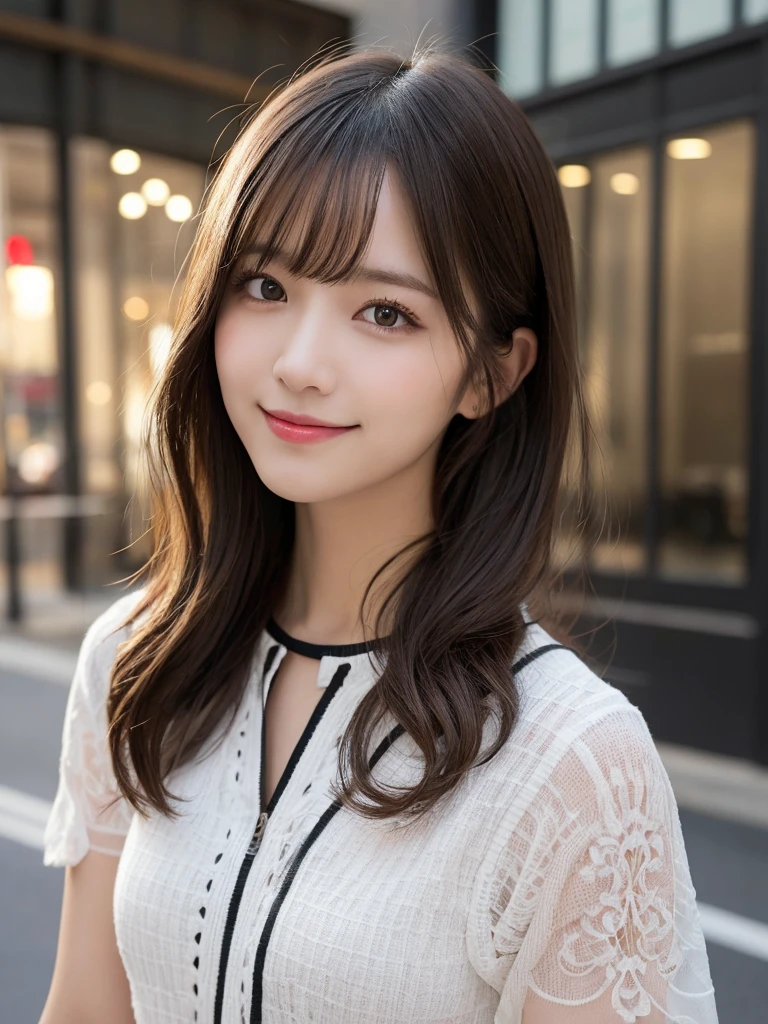 masutepiece, Best Quality, Illustration, Ultra-detailed, finely detail, hight resolution, 8K Wallpaper, Perfect dynamic composition, Beautiful detailed eyes, Women's Fashion Summer,Medium Hair,Small breasts natural color lip, Bold sexy poses,Smile,Harajuku、20 years girl、Cute、Sexy shot looking at camera、pose variation、revealing clothes、Erotic