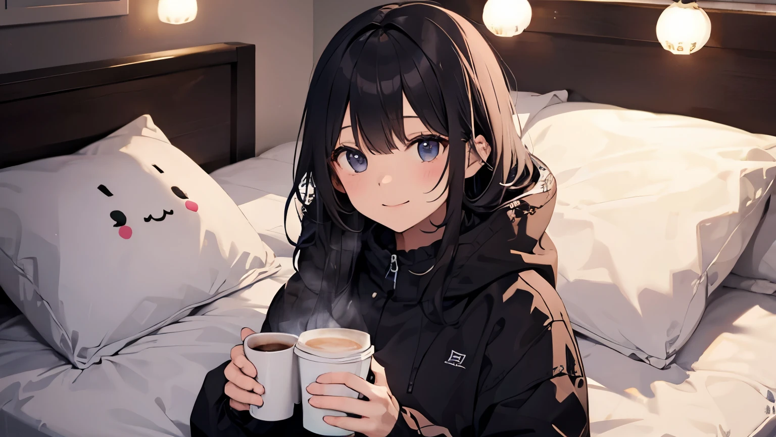 (Pretty Girl:1.3)、 smile,winterの雰囲気、Throwing snowballs、winter、Sleeping in bed、Before bedtime,Have a coffee