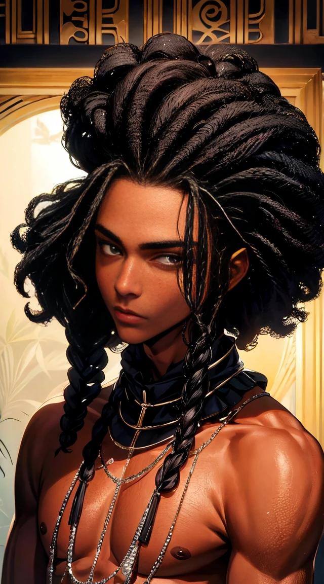 meilleure qualité 4K ),original, 1 homme, Un bel homme à la peau foncée black , Homme afro-américain aux cheveux naturels, cheveux courts noir , coupe à la mode,nnages charmants, folklore , de 22ans