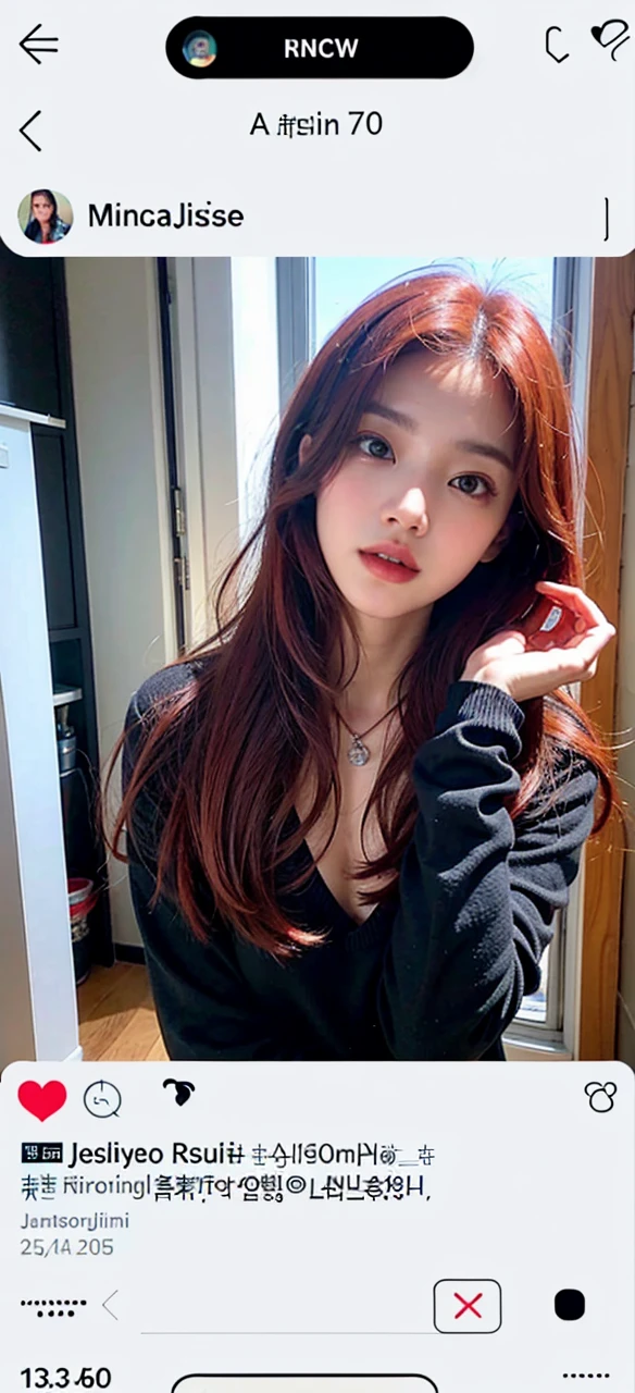 arafed woman Con cabello rojo and a white top posing for a picture, ulzzang, jossi de blackpink, parque roseanne de blackpink, heonhwa choe, sun yunjoo, portrait of jossi de blackpink, con el pelo largo y rojo, sha xi, Jennie rosa negra, kim doyoung, aparcar desde-min, jinyoung shin, Con cabello rojo