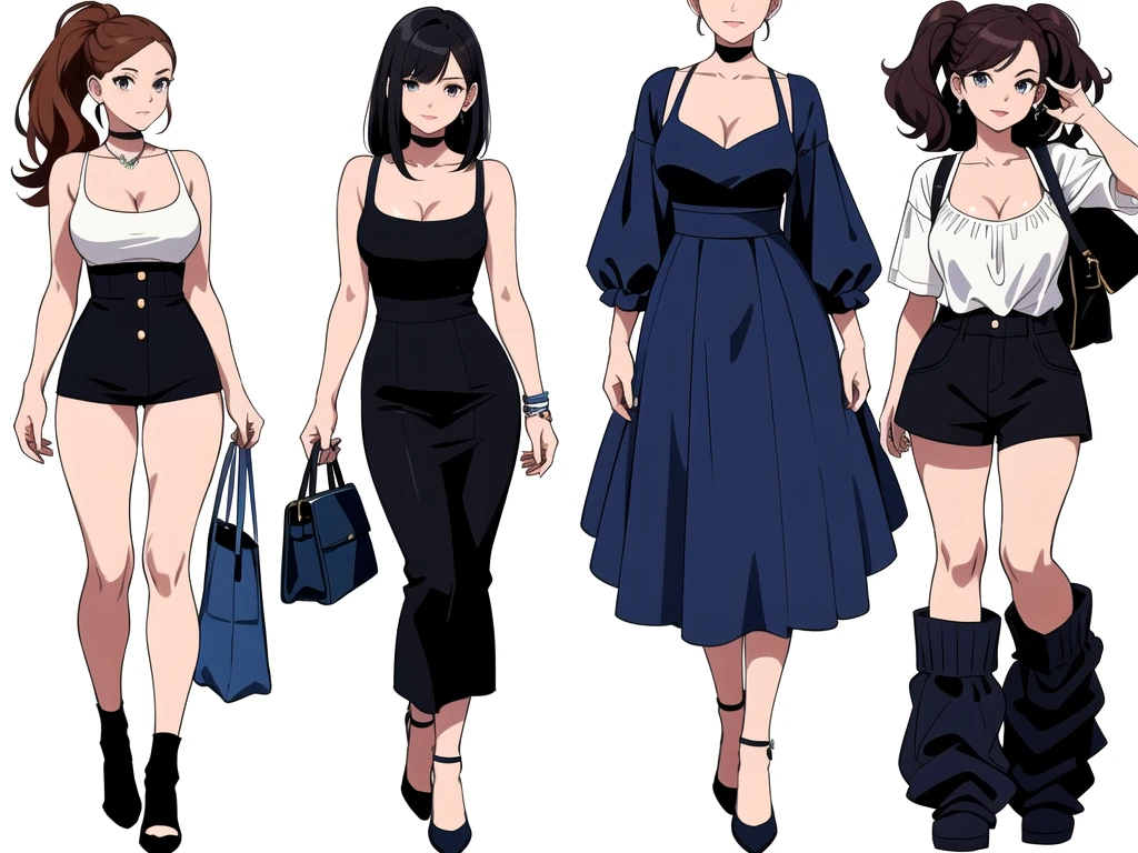 ((masterpiece)),(((best quality))),((character design sheet)), ((full body view)) illustration,Catalogue of sex slaves,1girl, thick thighs, ((detailed face:1.4)) Just the right kind of japanese sunburn pregnant kuro Gyaru for promiscuous sex friend, rough sketches, between breasts,big breasts,wearing an short apron without any clothes on and Slave collar,hair accessories,seductive grin smug,solid color backdrop, clean backdrop,