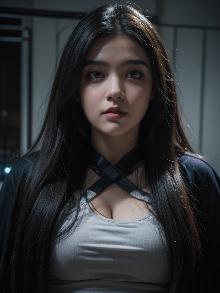 a fat 10 year old girl, obese,extremely overweight, in an underground prison, looking excited,extremely detailed face and body,beautiful detailed eyes,beautiful detailed lips,extremely detailed eyes and face,longeyelashes,photorealistic,ultra-detailed,realistic,highres,masterpiece,cinematic lighting,dramatic lighting,gothic horror,dark moody atmosphere,muted colors,blue and purple tones