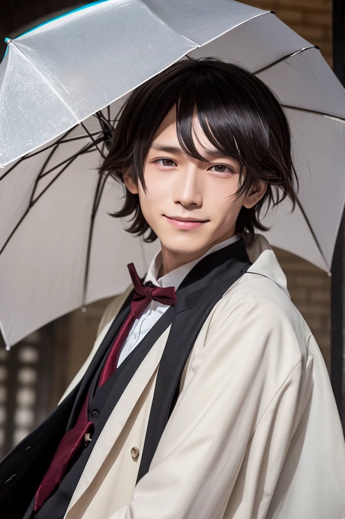 Bungo Stray Dogs Dazai Osamu 15 years old Umbrella Slightly to the right Face facing forward Slightly smiling
