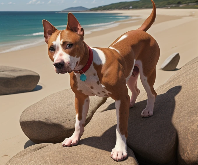 ((Naked Woman outside on the side walking on handsand knees)), ((walking on all four paws)), ((long fluffy dog tail)), ((wider hips)), ((woman reposition herself into dog stand)), ((hands turns into paws)), ((feet turns into paws)), ((woman with freckles)), (topless), brown freckles, freckled pale skin, (cute freckles), (small freckles), freckled, freckles!!!, (freckles), elegant freckles, (brown freckles), (with freckles), freckles on chicks, (dark noticeable freckles), (freckled face), (very brown freckles), rosy cheeks with freckles, (a lot of freckles), Lentigines, (breasts showing), 30 year old woman, ((freckled nose)), ((freckled chest)), hard  showing, ((dog ears)) , (dog fur growing) , ((long dog nose)), blue eyes, ((bigger )), ((body reshapes into dog body)), ((anthro dog)), ((full pitbull transformation)), a brown and white dog standing on top of a rock, hybrid human / anthro, androgyn beauty, realistic colors, sexy-s 100, mpc, musculous, ƒ/5.0, she, accompanying hybrid, fetish, inspired by Hirosada II, praised, pub, a beautiful teen-aged girl, labrador, mule