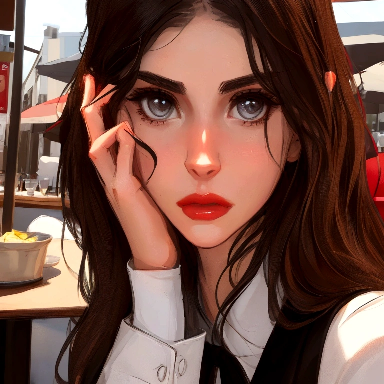 Perfect face, straight beauty, Restauranteur, she is taking photos for a model booklet, Female based in alexandra daddario, she owns a restaurant portrait, close-up