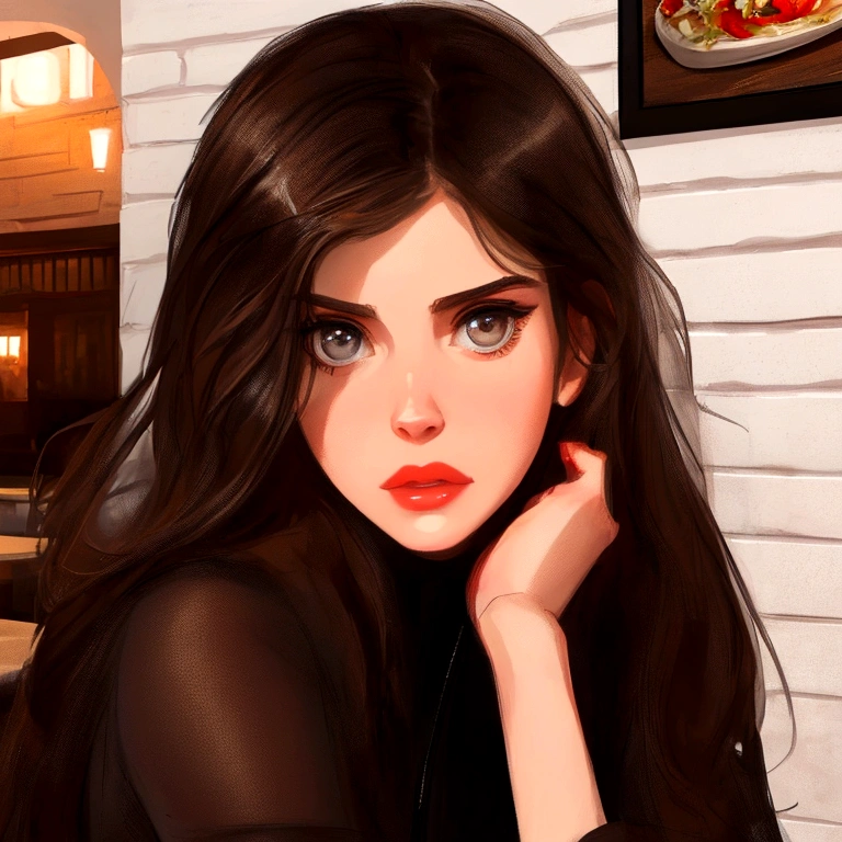Perfect face, straight beauty, Restauranteur, she is taking photos for a model booklet, Female based in alexandra daddario, she owns a restaurant portrait, close-up, the background is a wall