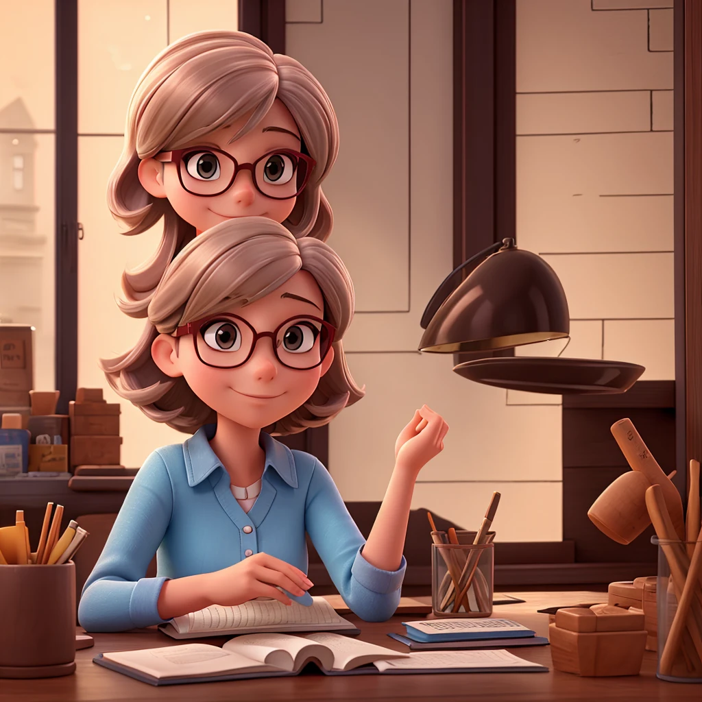 adult　woman　Glasses　Bobcut　Ash color　reading　Window　morning