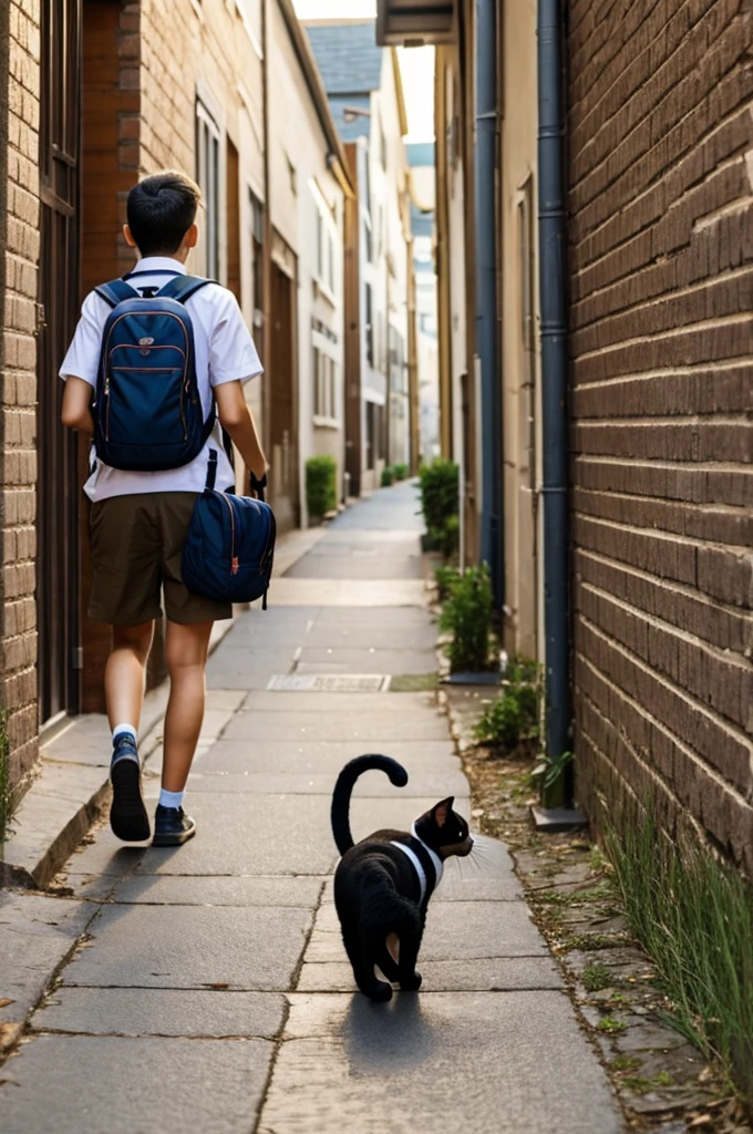 Cat going to school