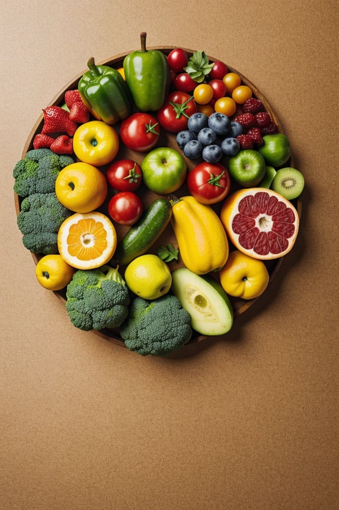 Fruits and vegetables in the shape of a circle for logo