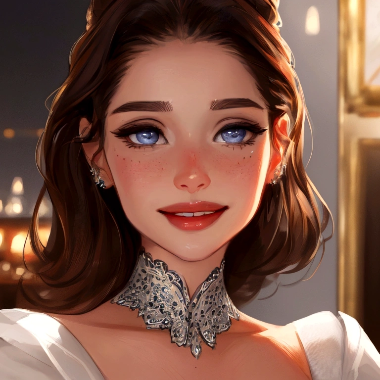 a girl with a perfect face, beautiful detailed eyes, beautiful detailed lips, extremely detailed facial features, longeyelashes, straight beauty, restauranteur, smiling, based on laetitia casta, owner of a restaurant, portrait, closeup, wall background, best quality,4k,8k,highres,masterpiece:1.2,ultra-detailed,realistic,photorealistic,photo-realistic:1.37,HDR,UHD,studio lighting,ultra-fine painting,sharp focus,physically-based rendering,extreme detail description,professional